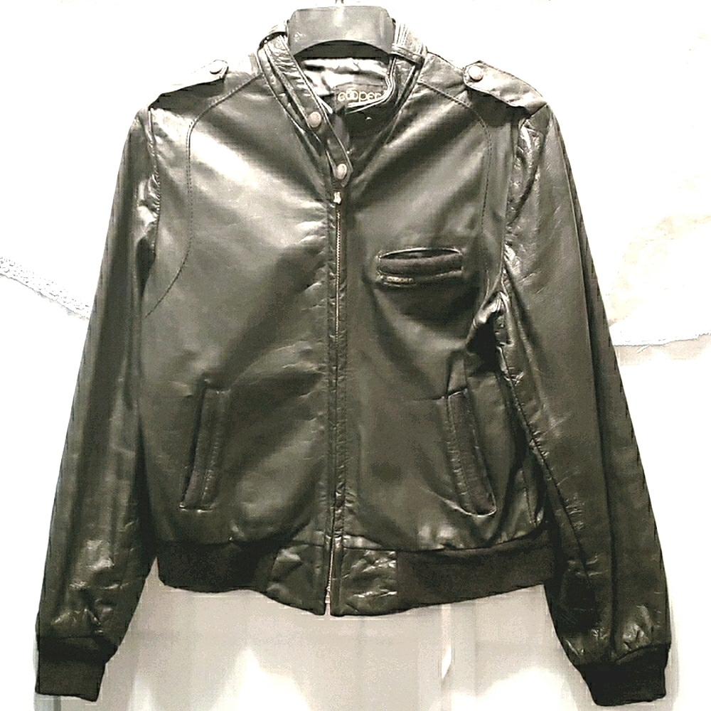 LEATHER COOPER BLACK ZIP/CROP  JACKET SZ 11